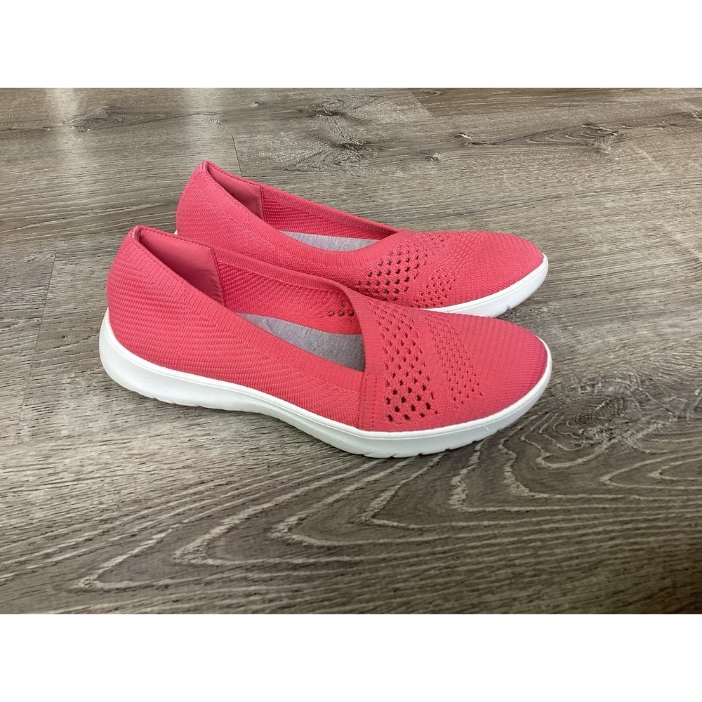Clarks Womens Adella Moon Slip On Shoe Size 9.5 M Pink Coral Knit Flats Casual